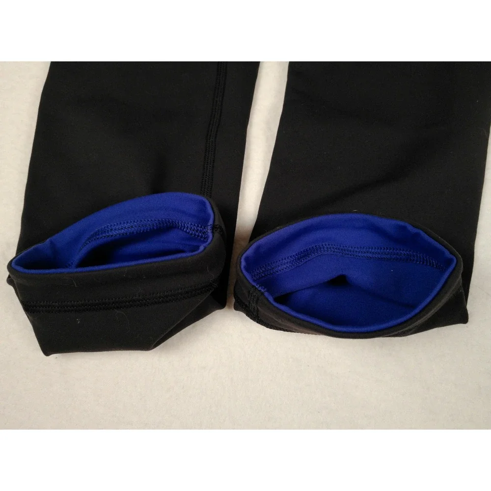 Lululemon Athletica‎ Black Blue Tie Dye Waistband Capris Leggings Women's Size 6